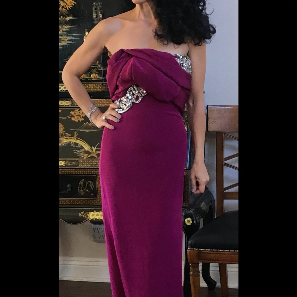 Marchese Strapless Jeweled Gown